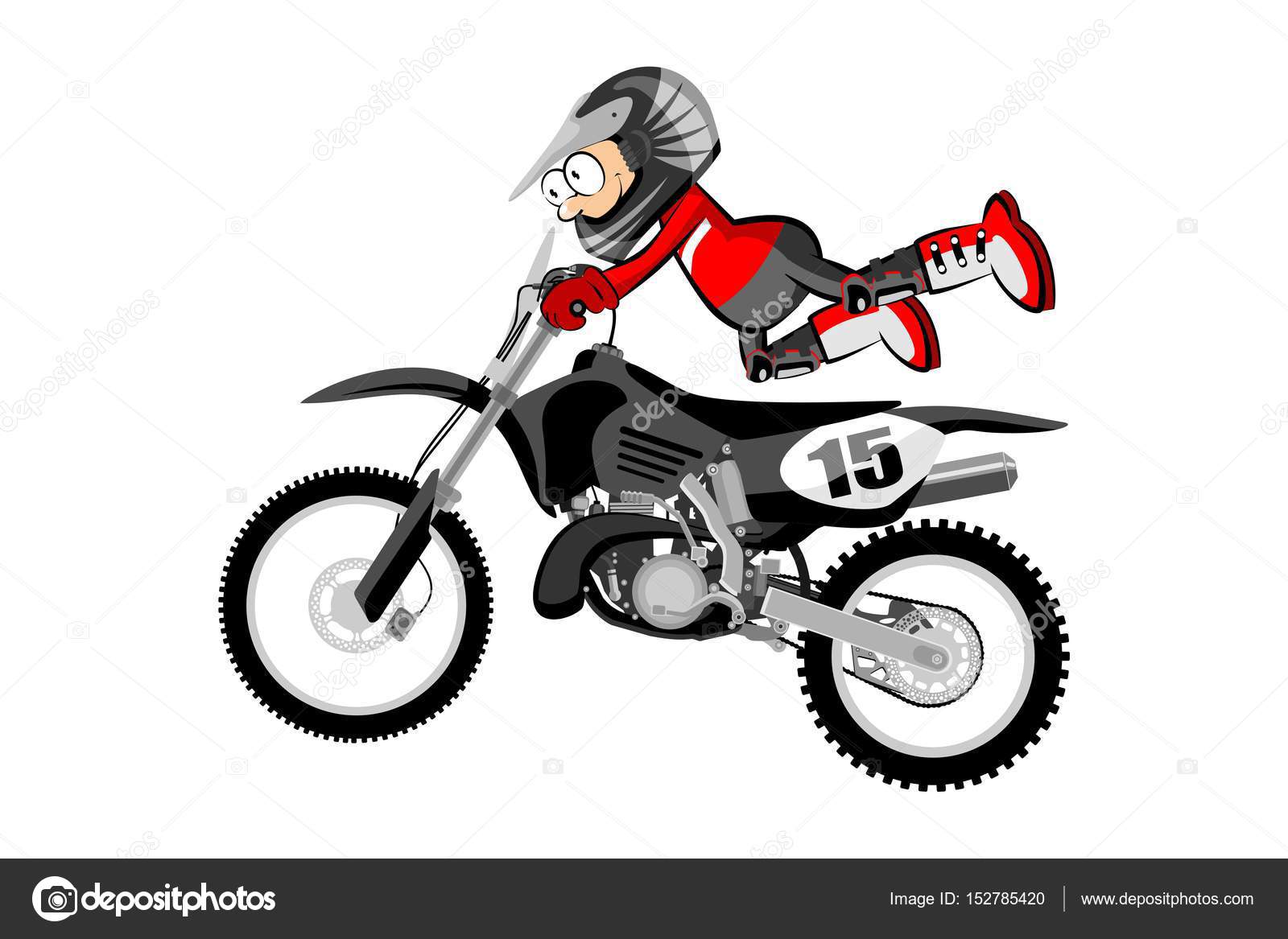 Motocross cavaleiro isolado sobre backgrorund branco. Estilo dos desenhos  animados . imagem vetorial de PhotoEstelar© 152785420